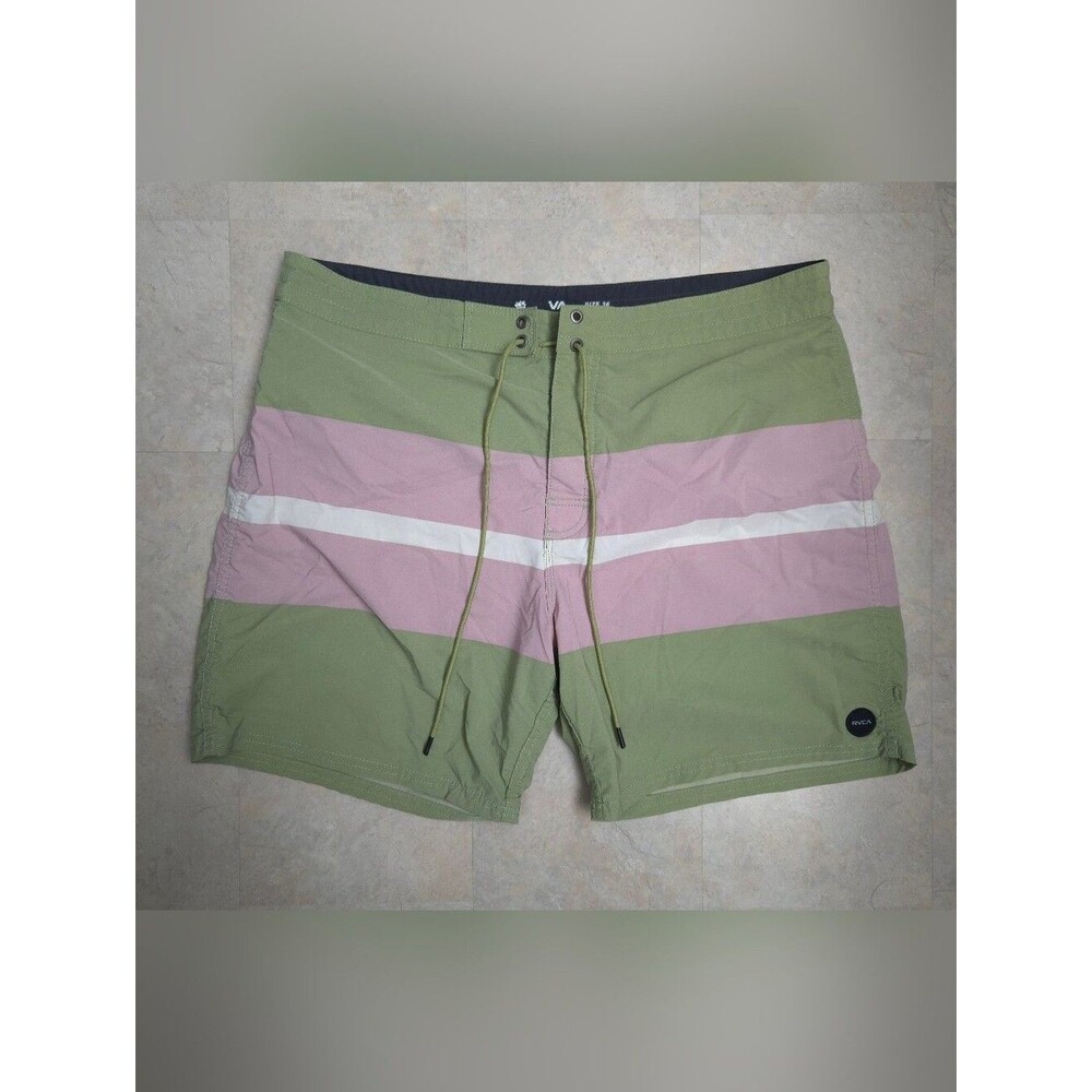 RVCA Men's Westport 17" Green & Pink Stripe Board Shorts